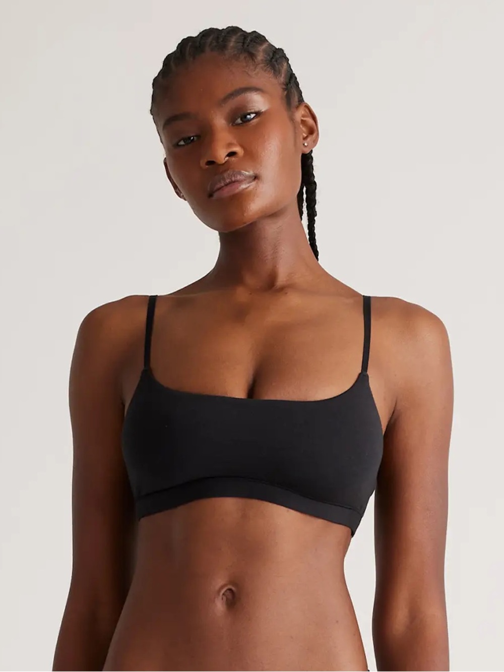 NWOT Second Skin Scoop Neck Bralette Small Black 0935